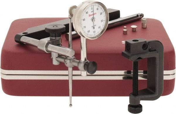 Starrett - 10 Piece, 0" to 0.2" Measuring Range, 1-7/16" Dial Diam, 0-100 Dial Reading, White Dial Test Indicator Kit - 0.001" Dial Graduation - Americas Industrial Supply