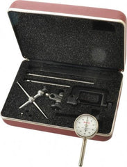Starrett - 9 Piece, 0.2" Max Measuring, 1-7/16" Dial Diam, 0-100 Dial Reading, White Dial Test Indicator Kit - 0.001" Dial Graduation - Americas Industrial Supply
