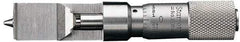 Starrett - 0 to 0.375 Inch Measurement Range, 0.001 Inch Graduation, Satin Coated Stainless Steel, Mechanical Can Seam Micrometer - Flat Spindle - Americas Industrial Supply