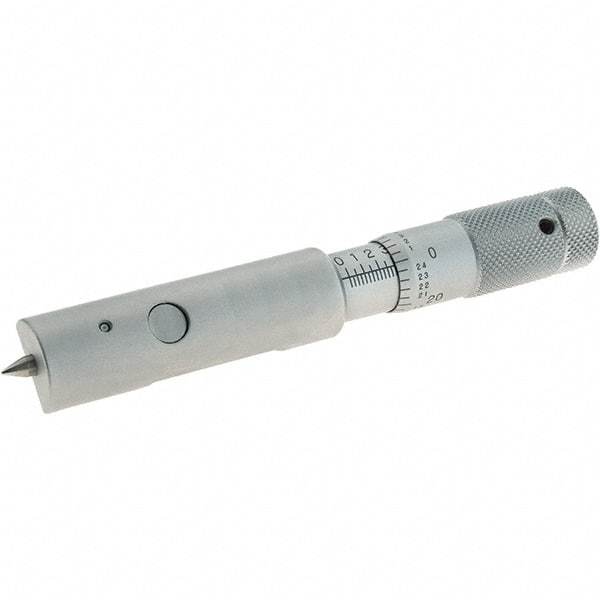Starrett - 0 to 0.5 Inch Measurement Range, 0.001 Inch Graduation, Satin Chrome Coated Carbide, Mechanical Can Seam Micrometer - Flat Spindle, Ratchet Stop Thimble, Includes Locknut - Americas Industrial Supply