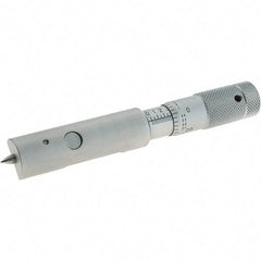 Starrett - 0 to 0.5 Inch Measurement Range, 0.001 Inch Graduation, Satin Chrome Coated Carbide, Mechanical Can Seam Micrometer - Flat Spindle, Ratchet Stop Thimble, Includes Locknut - Americas Industrial Supply