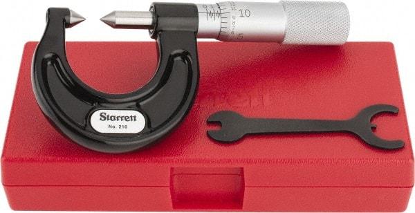 Starrett - 0 to 7/8" Range, Mechanical Screw Thread Micrometer - Plain Thimble, 0.001" Graduation, 0.004mm Accuracy - Americas Industrial Supply