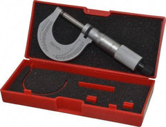 Starrett - 0 to 1" Range, 0.0001" Graduation, Mechanical Outside Micrometer - Ratchet Stop Thimble, Accurate to 0.00005" - Americas Industrial Supply