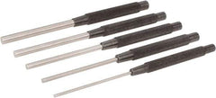 Starrett - 5 Piece, 1/8 to 3/8", Pin Punch Set - Round Shank, Comes in Plain Box - Americas Industrial Supply