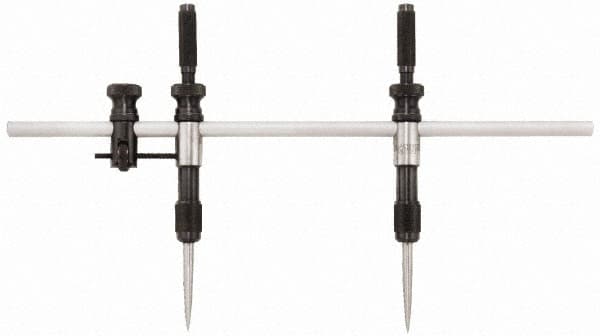 Starrett - 18 Inch Leg, Steel, Bright Chrome Finish, Trammels - 36 Inch Max Measurement, 900mm Max Measurement, Includes 20 Inch (500mm) Rigid Steel Beam, Pair of 3 Inch (75mm) Caliper Points - Americas Industrial Supply
