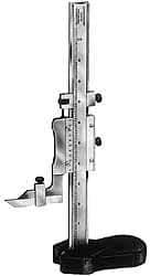 Starrett - 0 to 18 Inch Measurement, 0.001 Inch Graduation, Vernier Height Gage - Satin Chrome Finish, 4-7/16 Inch Long x 2-9/32 Inch Wide - Americas Industrial Supply