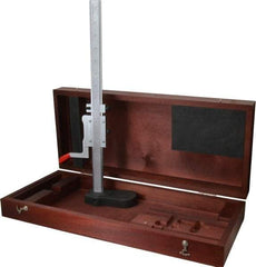 Starrett - 0 to 12 Inch Measurement, 0.001 Inch Graduation, Vernier Height Gage - Satin Chrome Finish, 4-7/16 Inch Long x 2-9/32 Inch Wide - Americas Industrial Supply