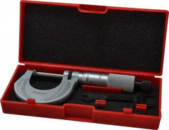 Starrett - 0 to 1 Inch, 0.001 Inch Graduation, Ratchet Stop Thimble, Mechanical Disc Micrometer - 0.00015 Whole Surface and 0.0002 Measuring Edge Inch Accuracy, 1/2 Inch Disc, Steel - Americas Industrial Supply
