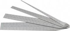 Starrett - 1/16 to 1-1/16 Inch Measurement, 4 Leaf Taper Gage - 5-1/4 Inch Long x 1 Inch Wide, Spring Tempered Steel, 1/64 Inch Graduation - Americas Industrial Supply