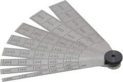 Starrett - 0.1 to 0.5 Inch Measurement, 8 Leaf Taper Gage - 2-1/2 Inch Long, Tempered Steel, 0.001 Inch Graduation - Americas Industrial Supply