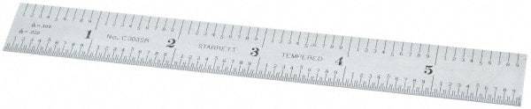 Starrett - 6" Long, 1/64, 1/50, 1/32, 1/10" Graduation, Flexible Steel Rule - 3R Graduation Style, 3/4" Wide, Silver, Satin Chrome Finish - Americas Industrial Supply