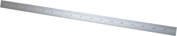 Starrett - 18" Long, 1/100, 1/64, 1/32, 1/10" Graduation, Flexible Steel Rule - 5R Graduation Style, 3/4" Wide, Silver, Satin Chrome Finish - Americas Industrial Supply