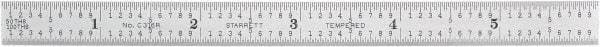 Starrett - 6" Long, 1/100, 1/64, 1/50, 1/32" Graduation, Flexible Steel Rule - 16R Graduation Style, 1/2" Wide, Silver, Satin Chrome Finish - Americas Industrial Supply