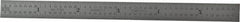 Starrett - 5-3/4" Long, 1/64, 1/32" and 0.5, 1mm Graduation, Flexible Steel Rule - English/Metric Graduation Style, 1/2" Wide, Silver, Satin Chrome Finish - Americas Industrial Supply
