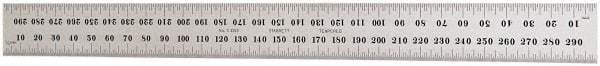 Starrett - 300mm Long, 0.5, 1mm Graduation, Flexible Steel Rule - Metric Graduation Style, 1" Wide, Silver, Satin Chrome Finish - Americas Industrial Supply