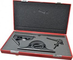 Starrett - 4 Piece, 12" Combination Square Set - 1/100, 1/32, 1/50 & 1/64" (16R) Graduation, Steel Blade, Cast Iron Center, Protractor & Square Head - Americas Industrial Supply