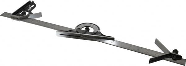 Starrett - 4 Piece, 24" Combination Square Set - 1/100, 1/32, 1/50 & 1/64" (16R) Graduation, Steel Blade, Forged Steel Center, Protractor & Square Head - Americas Industrial Supply