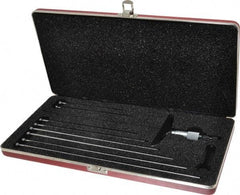 Starrett - 0 to 9" Range, 9 Rod, Satin Chrome Finish Mechanical Depth Micrometer - Ratchet Stop Thimble, 4" Base Length, 0.01mm Graduation, 5/32" Rod Diam - Americas Industrial Supply