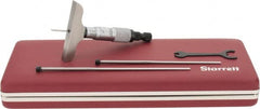 Starrett - 0 to 3" Range, 3 Rod, Mechanical Depth Micrometer - Ratchet Stop Thimble, 2-1/2" Base Length, 0.01mm Graduation, 1/8" Rod Diam - Americas Industrial Supply