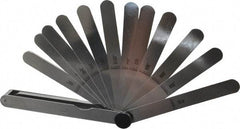 Starrett - 13 Piece, 0.0015 to 0.2" Thick, Parallel Feeler Gage Set - 4-1/2" Leaf Length, 1/2" Wide, Tempered Steel - Americas Industrial Supply