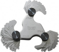Starrett - 51 Leaf, 4 to 84 TPI Range, Steel Screw Pitch Gage - 60° Thread Angle - Americas Industrial Supply