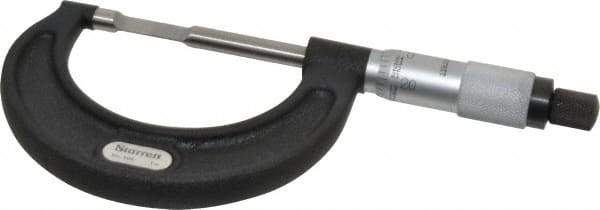 Starrett - 0" to 1" Mechanical Satin Chrome Coated Blade Micrometer - 0.001" Graduation, 1/32" Blade Thickness, Speeder Thimble - Americas Industrial Supply