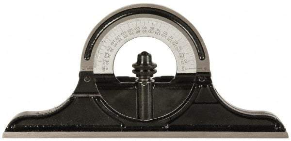 Starrett - 12 to 24 Inch Long Blade, Reversible Combination Square Protractor Head - Black Smooth, Chrome on Turret Coated, Cast Iron - Americas Industrial Supply