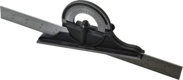 Starrett - 12 Inch Long Blade, 180° Max Measurement, Bevel Protractor - Americas Industrial Supply