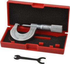 Starrett - 0 to 1" Range, Mechanical Screw Thread Micrometer - Plain Thimble, 0.001" Graduation, 0.004mm Accuracy - Americas Industrial Supply
