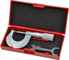 Starrett - 0 to 1" Range, Mechanical Screw Thread Micrometer - Plain Thimble, 0.001" Graduation, 0.004mm Accuracy - Americas Industrial Supply