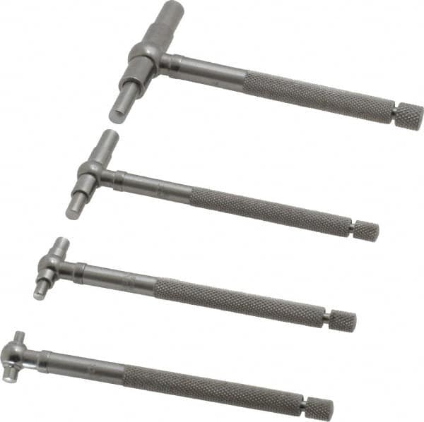 Starrett - 4 Piece, 5/16 to 2-1/8 Inch, Telescoping Gage Set - 2-3/8 Inch Long Handles, Includes Case - Americas Industrial Supply