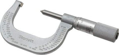 Starrett - 1 to 2" Range, Mechanical Screw Thread Micrometer - Plain Thimble, 0.001" Graduation, 0.004mm Accuracy - Americas Industrial Supply