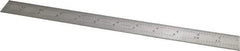 Starrett - 12" Long, 1/64, 1/32, 1/16, 1/8" Graduation, Rigid Spring Steel Rule - 4R Graduation Style, 1" Wide, Silver - Americas Industrial Supply