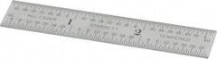 Starrett - 3" Long, 1/64, 1/32, 1/16, 1/8" Graduation, Rigid Spring Steel Rule - 4R Graduation Style, 9/16" Wide, Silver, Satin Chrome Finish - Americas Industrial Supply