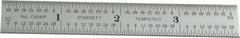 Starrett - 4" Long, 1/64, 1/32, 1/16, 1/8" Graduation, Rigid Spring Steel Rule - 4R Graduation Style, 5/8" Wide, Silver, Satin Chrome Finish - Americas Industrial Supply