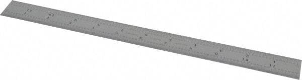 Starrett - 12" Long, 1/64, 1/32, 1/16, 1/8" Graduation, Rigid Spring Steel Rule - 4R Graduation Style, 1" Wide, Silver, Satin Chrome Finish - Americas Industrial Supply