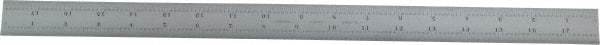 Starrett - 18" Long, 1/64, 1/32, 1/16, 1/8" Graduation, Rigid Spring Steel Rule - 4R Graduation Style, 1-1/8" Wide, Silver, Satin Chrome Finish - Americas Industrial Supply
