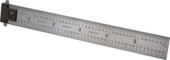 Starrett - 6" Long, 1/64, 1/32, 1/16, 1/8" Graduation, Rigid Spring Steel Rule - 4R Graduation Style, 3/4" Wide, Silver - Americas Industrial Supply