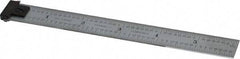 Starrett - 6" Long, 1/64, 1/32, 1/16, 1/8" Graduation, Rigid Spring Steel Rule - 4R Graduation Style, 3/4" Wide, Silver, Satin Chrome Finish - Americas Industrial Supply
