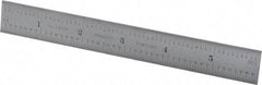 Starrett - 6" Long, 1/100, 1/64, 1/32, 1/16" Graduation, Rigid Spring Steel Rule - 7R Graduation Style, 3/4" Wide, Silver, Satin Chrome Finish - Americas Industrial Supply