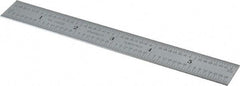 Starrett - 6" Long, 1/64, 1/32" Decimal Equivalency Table Graduation, Flexible Spring Steel Rule - 10R Graduation Style, 3/4" Wide, Silver, Satin Chrome Finish - Americas Industrial Supply