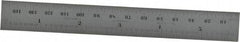 Starrett - 5-3/4" Long, 1/64, 1/32" and 0.5, 1mm Graduation, Rigid Spring Steel Rule - English/Metric Graduation Style, 3/4" Wide, Silver, Satin Chrome Finish - Americas Industrial Supply