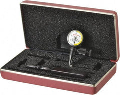 Starrett - 4 Piece, 0" to 0.03" Measuring Range, 15/16" Dial Diam, 0-15-0 Dial Reading, White & Yellow Dial Test Indicator Kit - 5/32" Contact Point Length, 3mm Ball Diam, 0.001" Dial Graduation - Americas Industrial Supply
