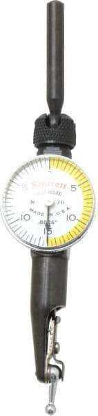 Starrett - 3 Piece, 0" to 0.03" Measuring Range, 15/16" Dial Diam, 0-15-0 Dial Reading, White & Yellow Dial Test Indicator Kit - 5/32" Contact Point Length, 3mm Ball Diam, 0.0005" Dial Graduation - Americas Industrial Supply