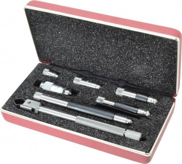 Starrett - 1-1/2 to 8 Inch Range, Satin Chrome Coated, Mechanical Inside Tubular Micrometer - 0.001 Inch Graduation, 0.0001 Inch Accuracy - Americas Industrial Supply