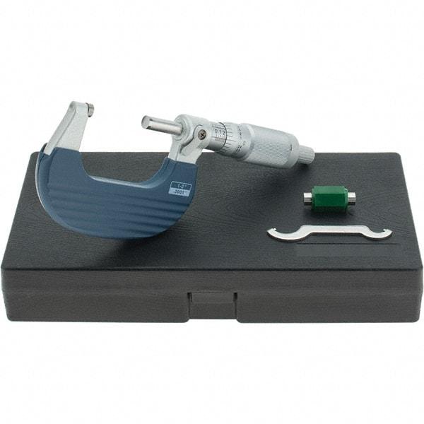 Starrett - 1 to 2" Range, 0.0001" Graduation, Mechanical Outside Micrometer - Ratchet Stop Thimble, Accurate to 0.00005" - Americas Industrial Supply