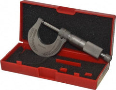 Starrett - 0 to 1" Range, 0.0001" Graduation, Mechanical Outside Micrometer - Ratchet Stop Thimble, Accurate to 0.00005" - Americas Industrial Supply