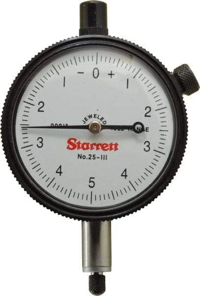 Starrett - 0.025" Range, 0-5-0 Dial Reading, 0.0001" Graduation Dial Drop Indicator - 2-1/4" Dial, 0.01" Range per Revolution - Americas Industrial Supply