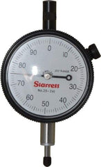 Starrett - 1/4" Range, 0-100 Dial Reading, 0.001" Graduation Dial Drop Indicator - 2-1/4" Dial, 0.1" Range per Revolution, Revolution Counter - Americas Industrial Supply