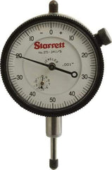 Starrett - 1/2" Range, 0-50-0 Dial Reading, 0.001" Graduation Dial Drop Indicator - 2-1/4" Dial, 0.1" Range per Revolution, Revolution Counter - Americas Industrial Supply